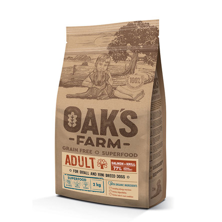 Oaks Farm Grain Free Adult Small and Mini Breeds беззерновой сухой корм для взрослых собак малых и мини пород (лосось и криль) – интернет-магазин Ле’Муррр