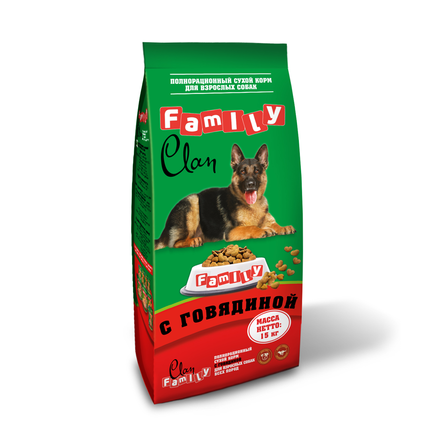 Clan Family Сухой корм для взрослых собак всех пород (с говядиной) – интернет-магазин Ле’Муррр